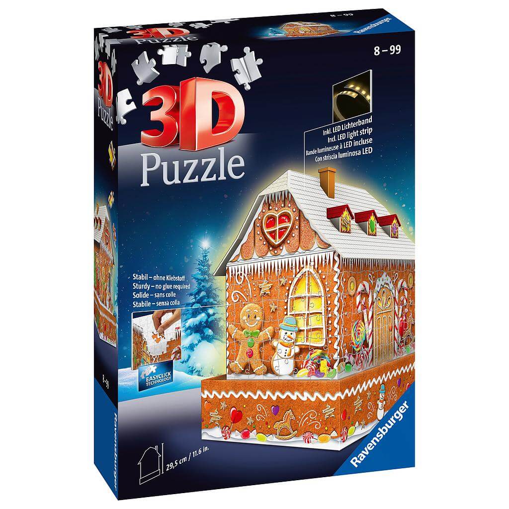 Ravensburger 3D pimedas helendav pusle Piparkoogimaja