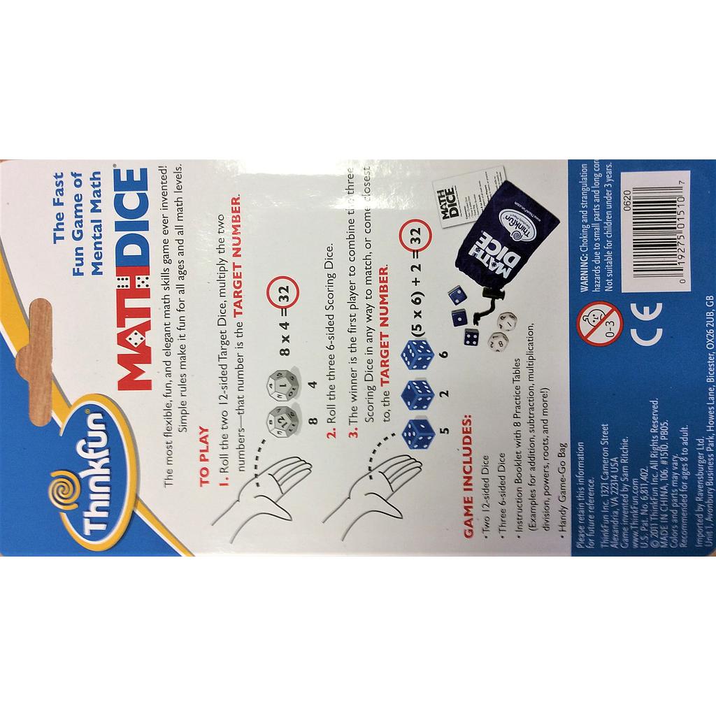 ThinkFun lauamäng Matemaatilised täringud