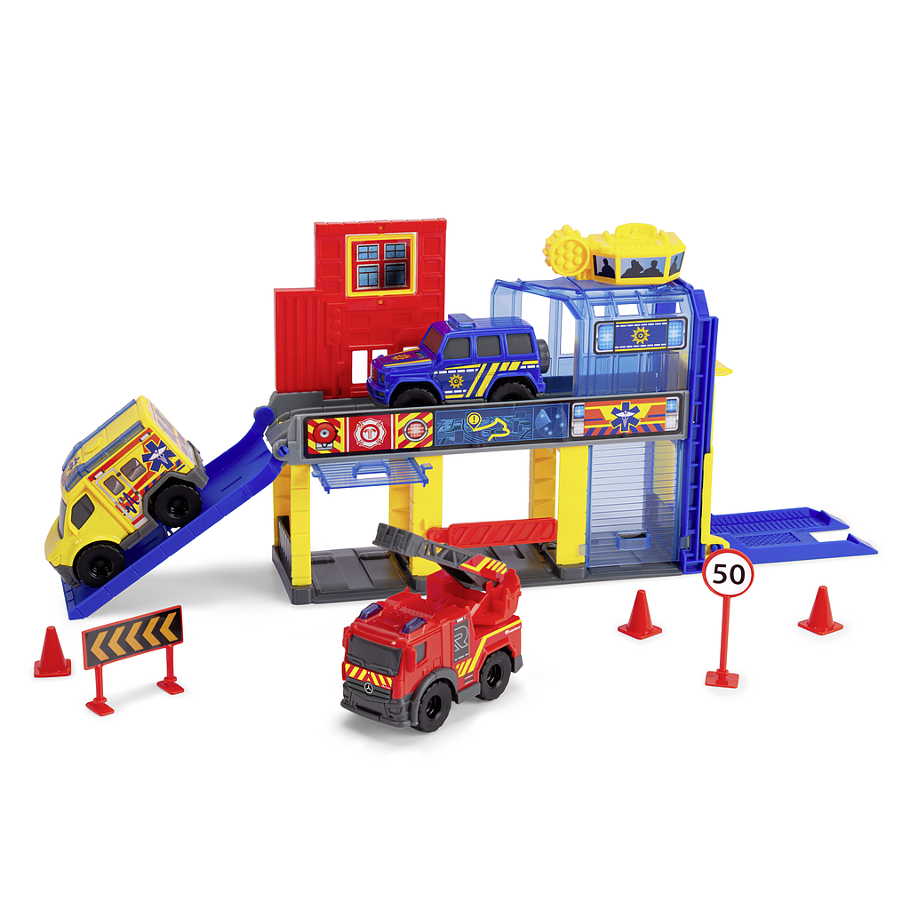 Dickie Toys päästeautode teenindusjaam ja mänguplats