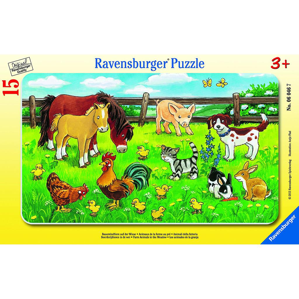 Ravensburger väike plaatpusle 15 tk Farmiloomad aasal