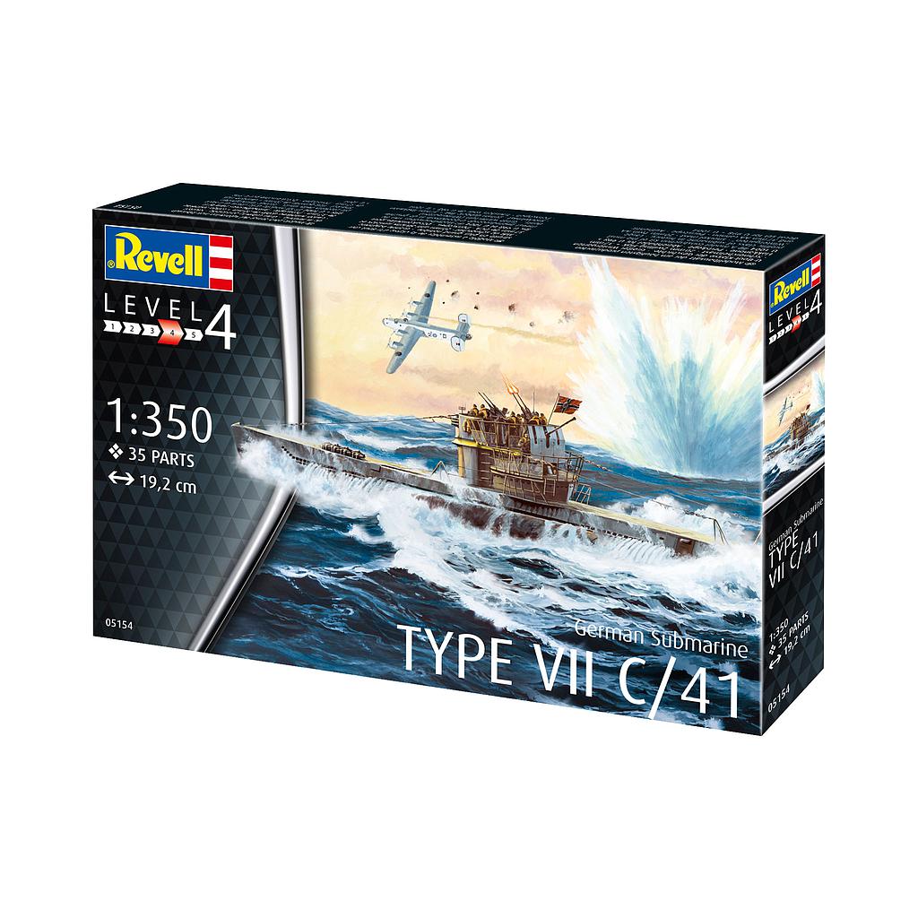 Revell liimitav mudel Saksa allveelaev VII C/41 1:350
