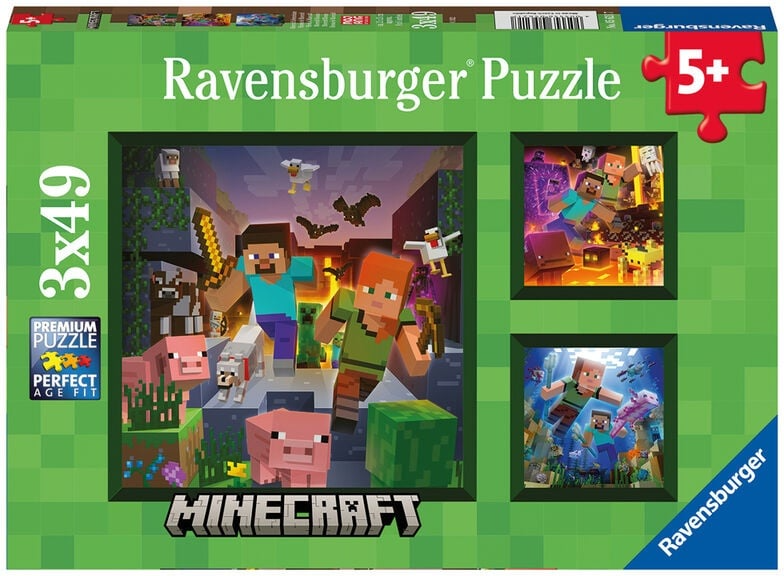 Ravenburgeri pusle 3x49 tk Minecraft