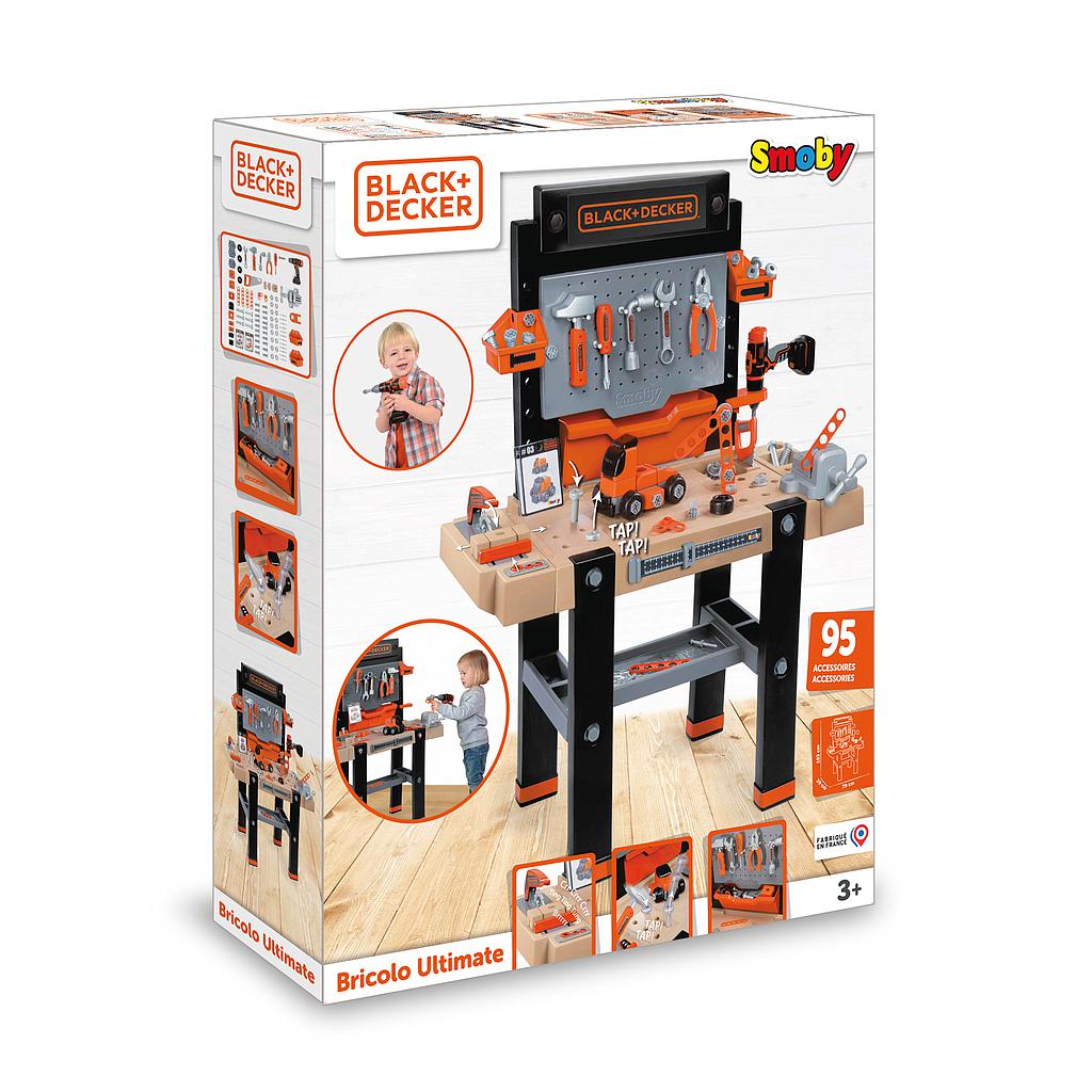 Smoby Black and Decker Kids Centre Workbench Pretend Play Toy Workbench  with Tools