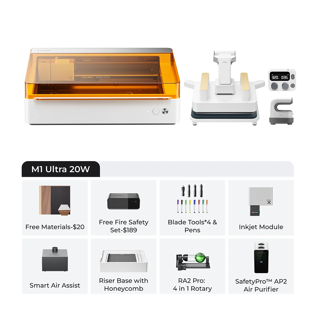 xTool M1 Ultra 20W 4-in-1 Ultimate Craft Bundle