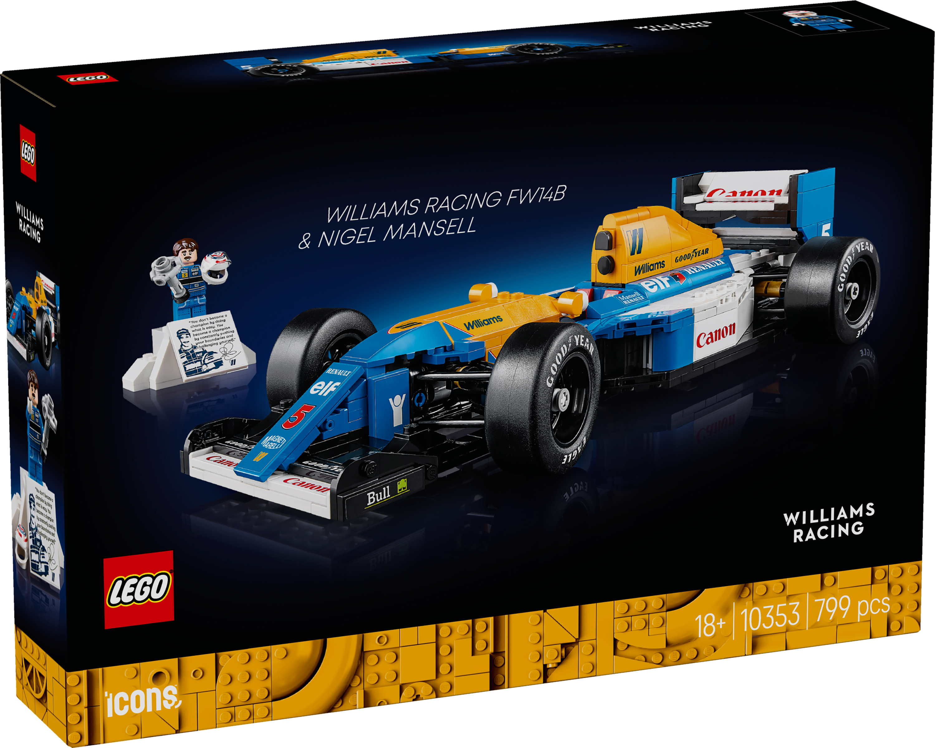 LEGO Icons Williams Racing FW14B ja Nigel Mansell