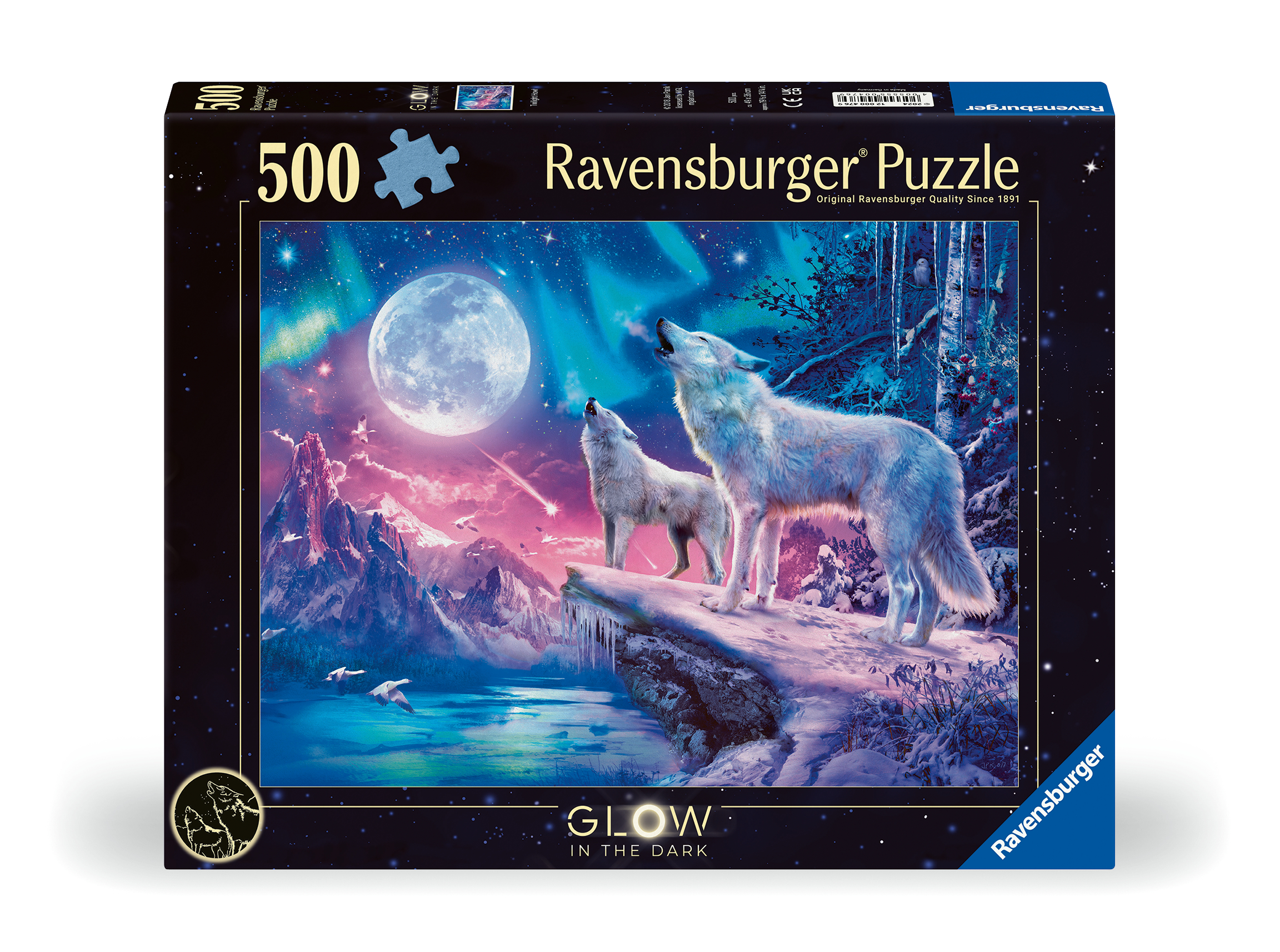 Ravensburger pimedas helendav pusle 500 tk: hundid virmalistes