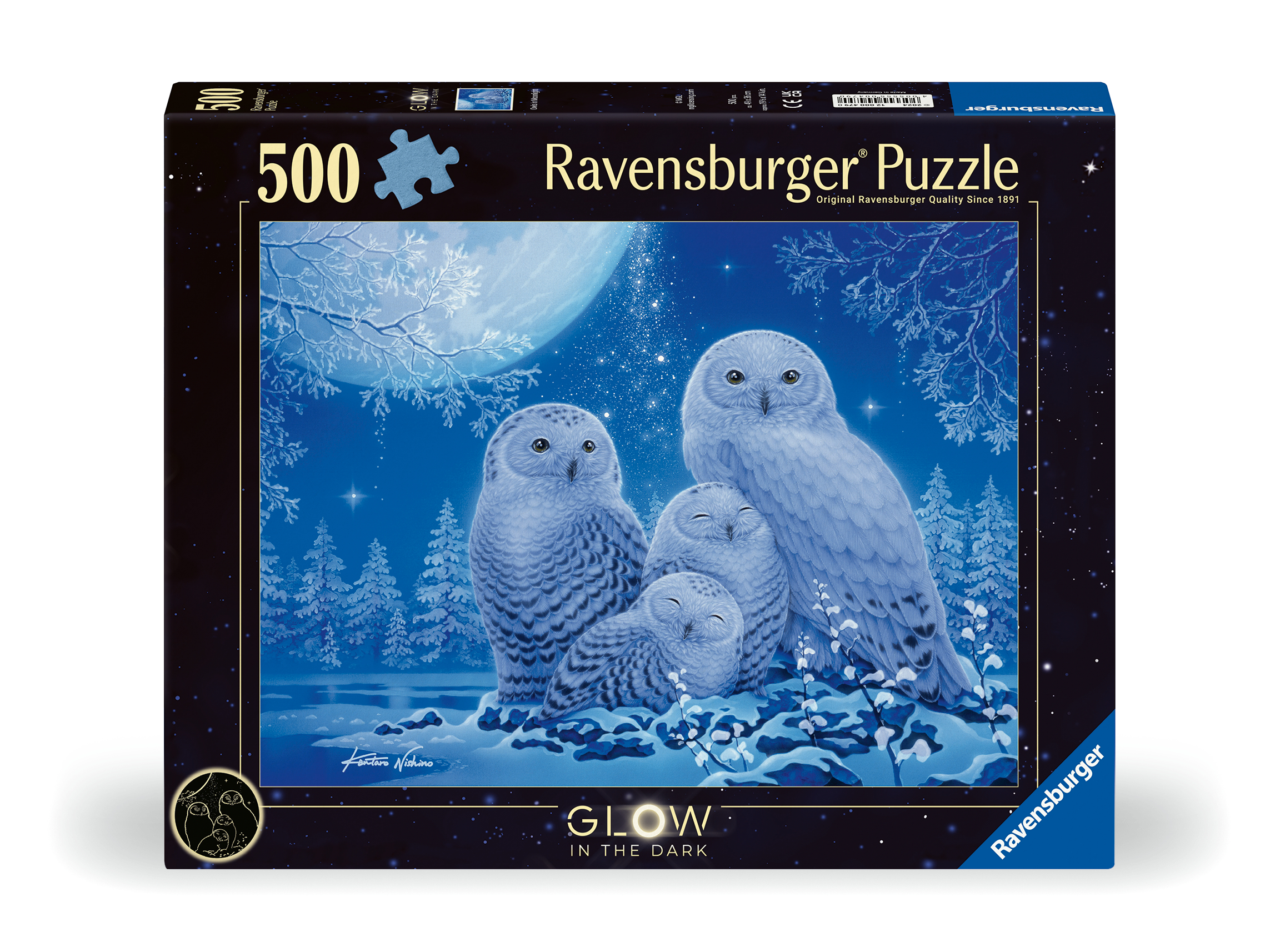 Ravensburger pimedas helendav pusle 500 tk: öökullid kuuvalgel