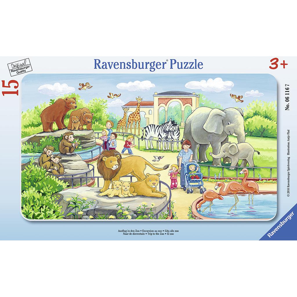 Ravensburger väike plaatpusle 15 tk Reis loomaae..