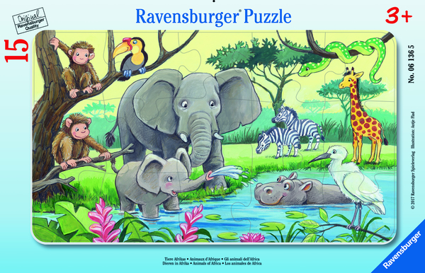 Ravensburger väike plaatpusle 15 tk Aafrikaloomad