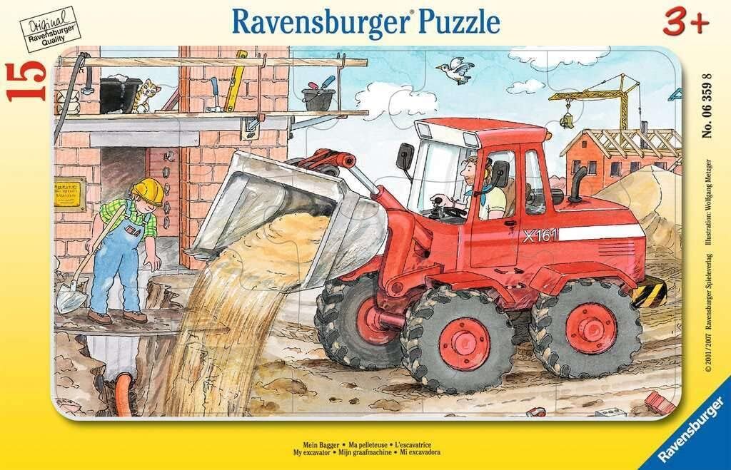 Ravensburger väike plaatpusle 15 tk Minu ekskavaator