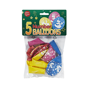 Bini Number 3 Balloons, 5 Pieces