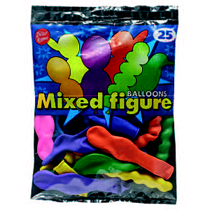 Bini Mixed Figure Balloons, 25 Pieces