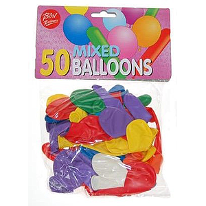 Bini Mixed Balloons, 50 Pieces