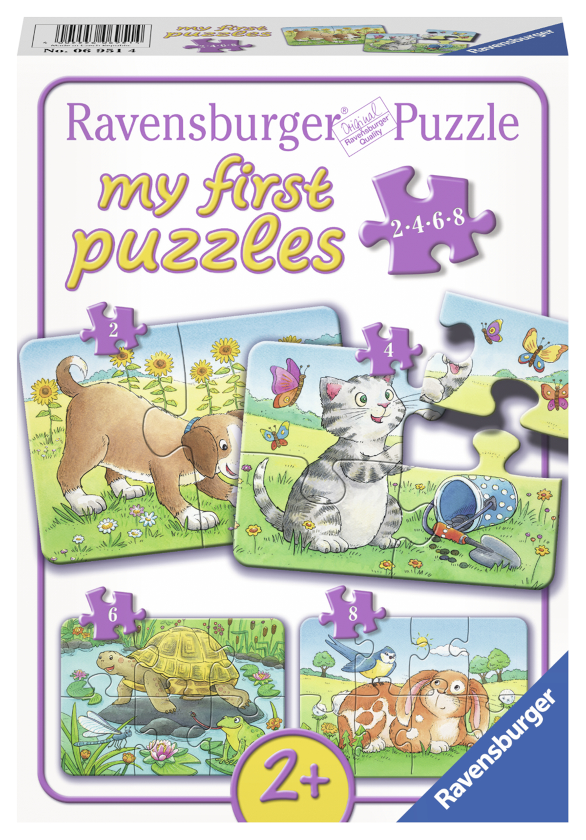 Ravensburger minu esimene pusle 2-4-6-8 tk Koer, kass, kilpkonn ja jänku