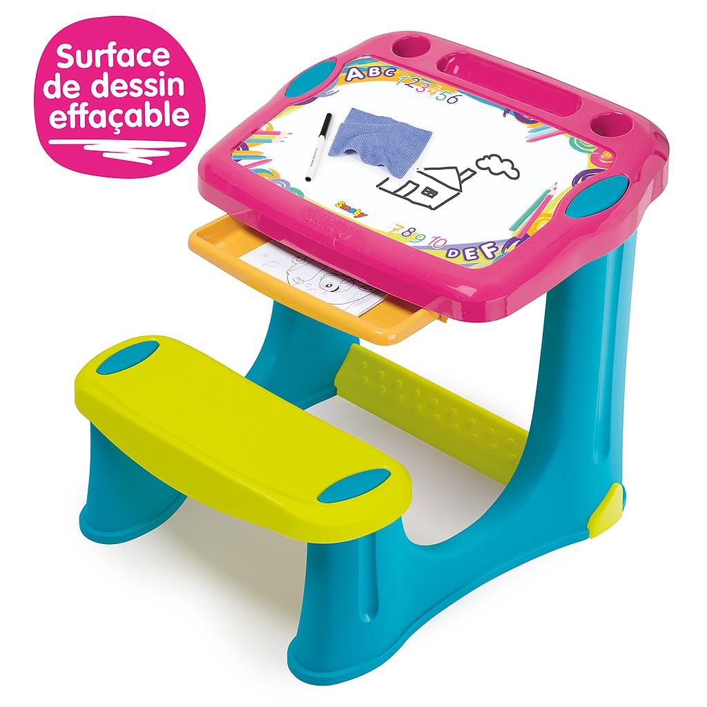 colore: Rosa dai 2 anni in su Smoby 420219 con sedile integrato e cassetto in plastica Scrivania per bambini Magic Pink 