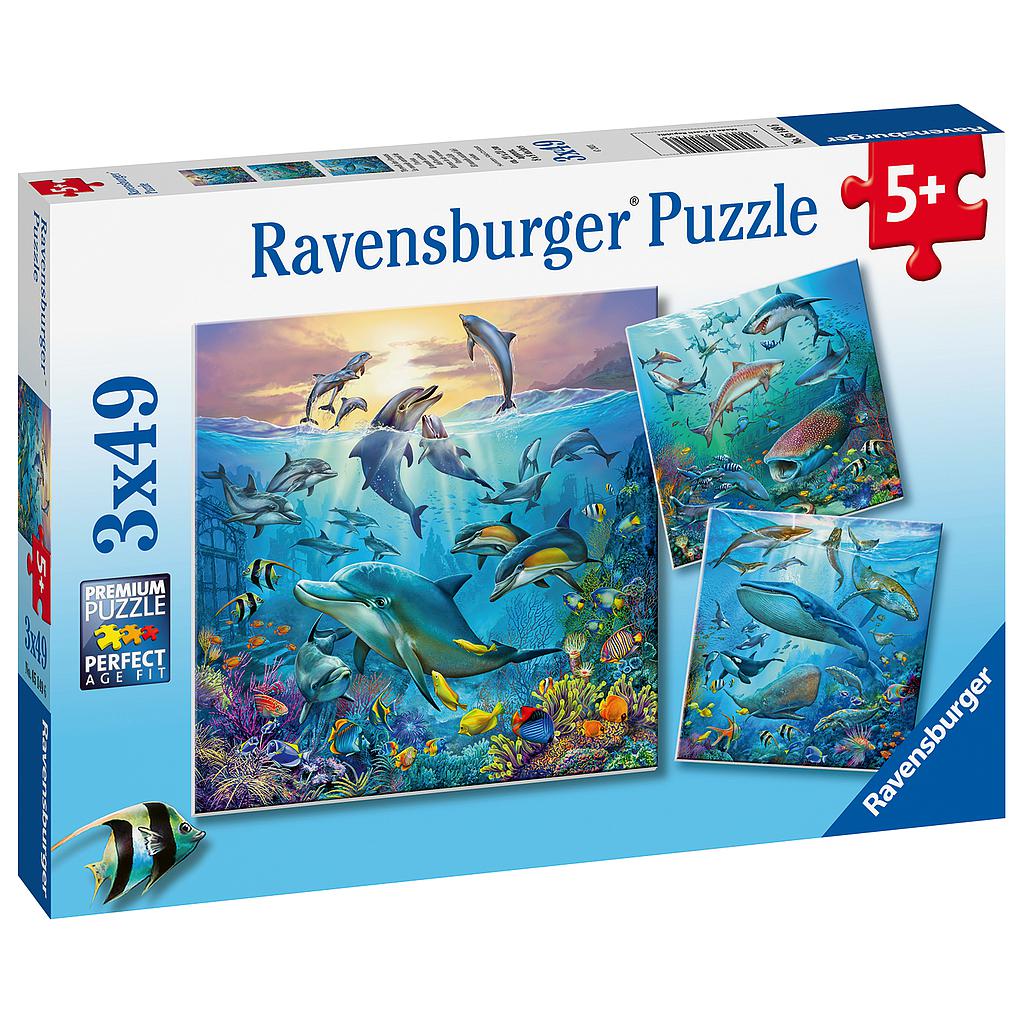 Ravensburger pusle 3x49 Veealune maailm