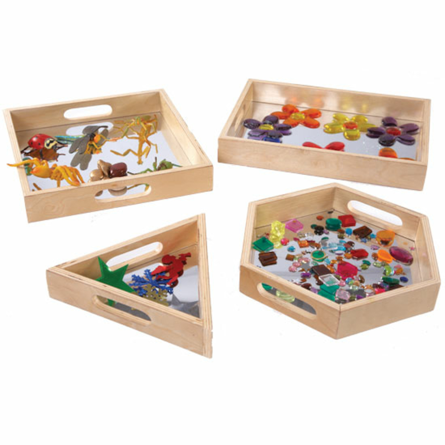 TTS Explorative Sensory Mirror Tray Shapes, 4pk