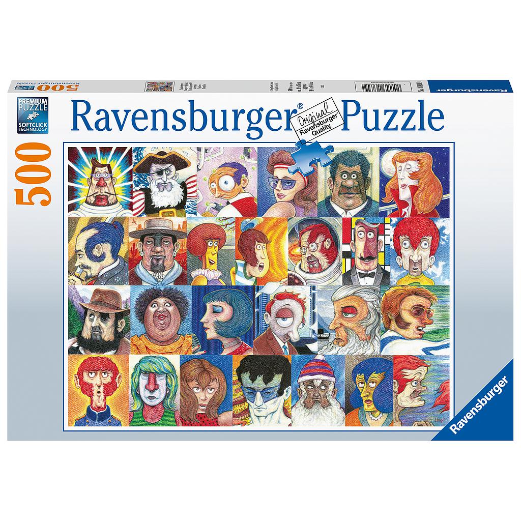 Ravensburger pusle 500 tk Tüüpilised näod