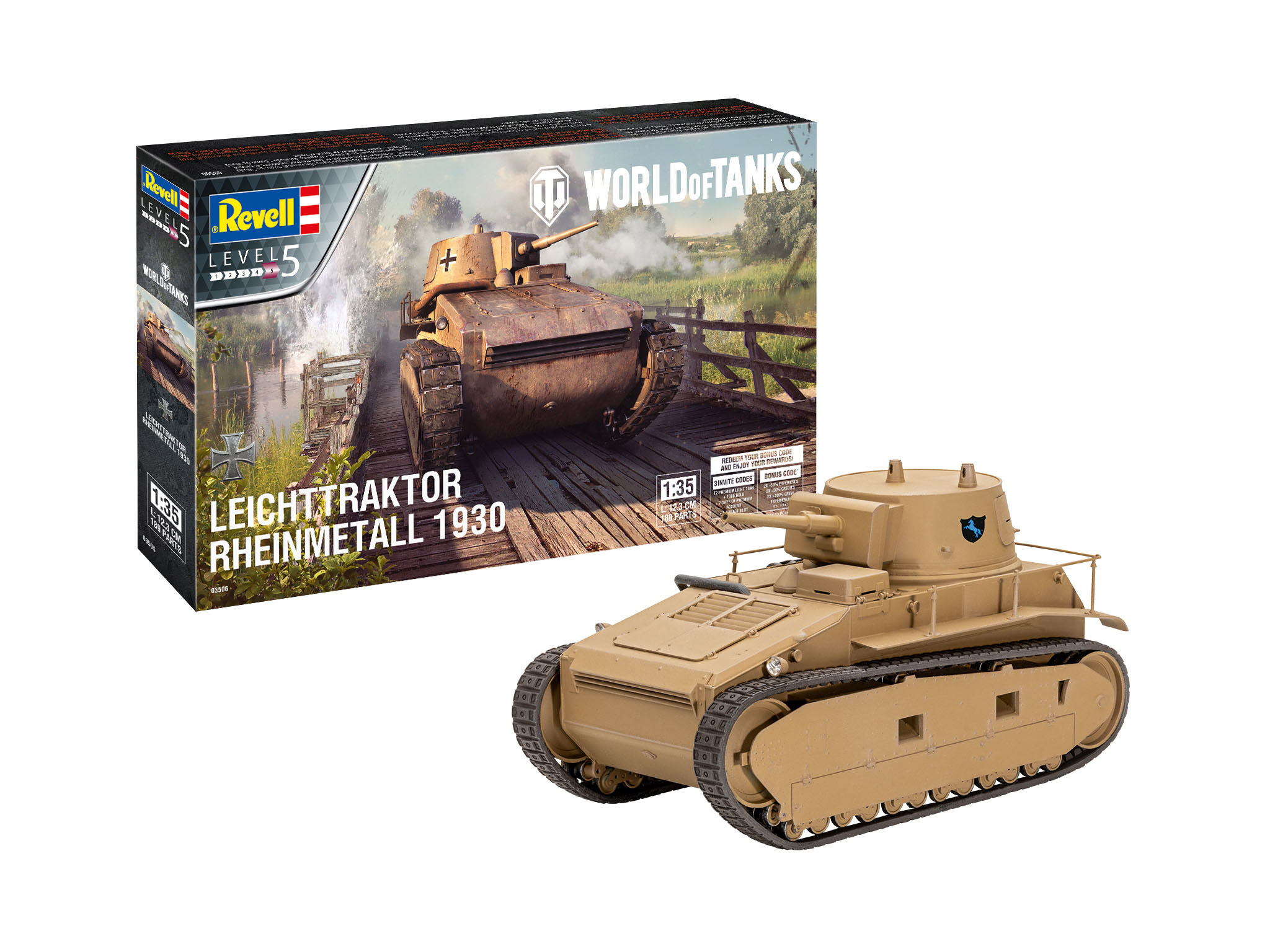 Revell liimitav mudel kergtraktor Rheinmetall 1930 "World of Tanks" 1:35
