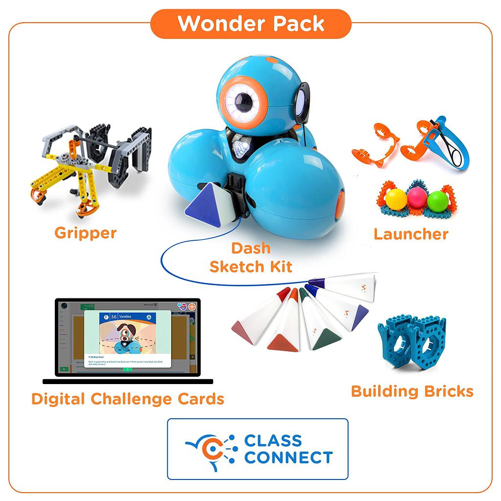 Wonder Workshop Dash Robot with Wonder Workshop Build Brick Extensions for  Dash and Dot Robots Bundle