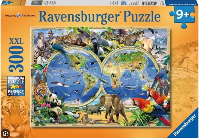 Ravensburger pusle 300 tk Maailma atlas loomadega